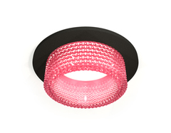 Комплект встраиваемого светильника с композитным хрусталем XC6513042 SBK/PI черный песок/розовый MR16 GU5.3 (C6513, N6152)