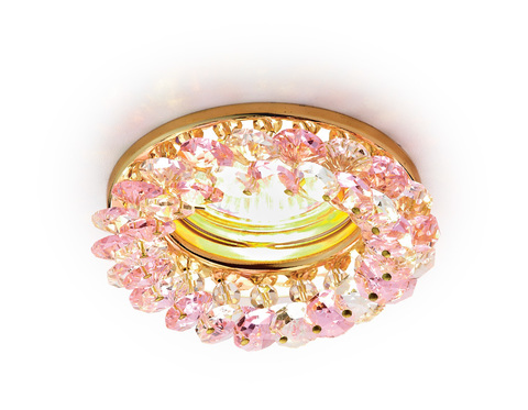 Встраиваемый точечный светильник K206 PI/G золото/розовый хрусталь MR16