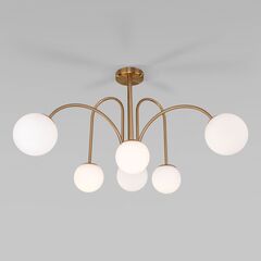 Умная потолочная люстра с плафонами 30177/6 латунь