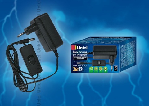 UET-VPA-036A20 Блок питания для светодиодов с вилкой, 36 Вт, 12В, IP20