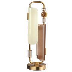 5467/10TL MODERN ODL_EX26 белый/коричневый/античная бронза/металл/стекло/декор металл Настольная лампа LED x 10W (5W*2) 3000K LION