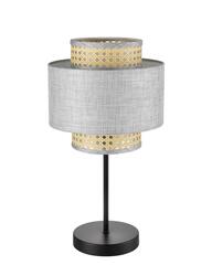 8043/1T MODERNI LN26 338 черный/серый/бежевый, металл/текстиль/ротанг Настольная лампа Е27 1*60W 220V LAUNA