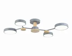 Светильник светодиодный подвесной FL4859/4 GR/WD серый/дерево 60W 3000-6000K 700*400*120 (без ПДУ)