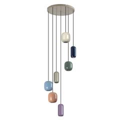 5053/7 PENDANT ODL24 447 цвет слонов.кости/мультиколор/металл Подвес GU10 LED 7*4W OVALI