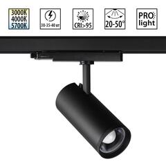 359584 PORT NT25 302 черный Светильник трехфазный трековый светодиод. с переключ. цв. темпер. и мощности IP20 LED 30-35-40W 220-240V 3000К\4000К\5700К