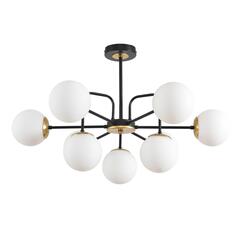 8375/9C MODERNI LN черный/латунь/белый, металл/стекло Люстра потолочная E27 9*60W 220V ELRONA