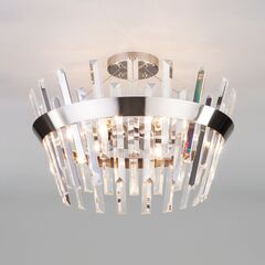 Умная потолочная люстра с хрусталем 10111/5 сатин-никель/прозрачный хрусталь Strotskis
