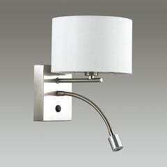 3745/1A MODERNI LN19 158 никель/белый, металл/текстиль Бра E14 40W+LED 3W 4000K 220V NIKKI