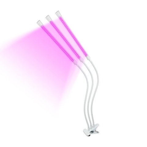 ULT-P33-18W/SPLE/TM/60 IP40 WHITE TRIPLE Светильник для растений светодиодный с таймером, на прищепке. Спектр для фотосинтеза. TM Uniel