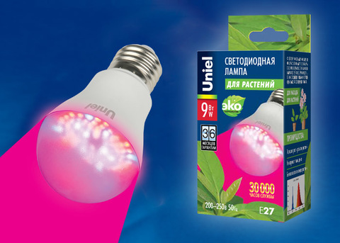LED-A60-9W/SP/E27/CL ALM01WH Лампа светодиодная для растений. Форма 