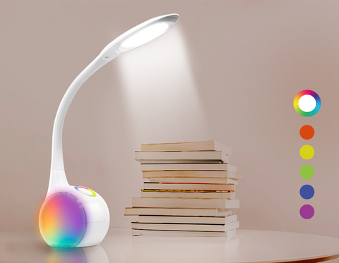 Светодиодная настольная лампа с RGB подсветкой DE532 WH белый LED 4200K+RGB 7.5W