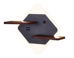 Настенный светодиодный светильник с выключателем, USB и полкой FW101 CF/WD кофе/дерево LED 3000K/4200K/6400K 12W 340*250*105