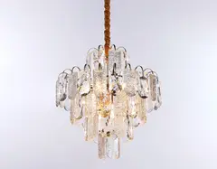 Подвесная люстра с хрусталем TR5231/9 SGD/CL/FR золото/прозрачный/белый матовый E27*9 max 40W D500*530