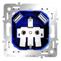 VLS0404M Механизм розетки с заземлением и защитными шторками 16А, с USB A+A, S70. (ТМ Maytoni)
