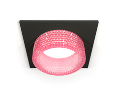 Комплект встраиваемого светильника с композитным хрусталем XC6521042 SBK/PI черный песок/розовый MR16 GU5.3 (C6521, N6152)