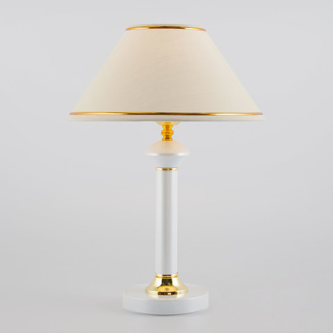 Настольная лампа с абажуром 60019/1 глянцевый белый