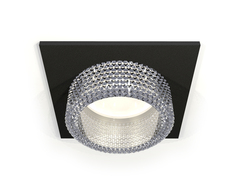 Комплект встраиваемого светильника с композитным хрусталем XC6521040 SBK/CL черный песок/прозрачный MR16 GU5.3 (C6521, N6150)