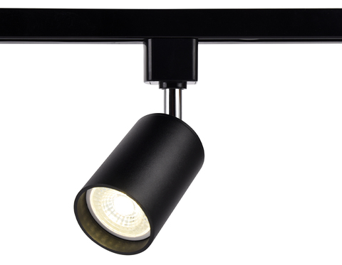 Трековый однофазный светильник со сменной лампой GL5123 BK черный GU10 max 12W