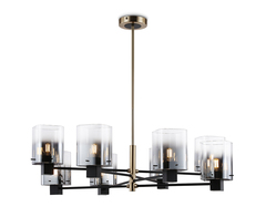 Светильник подвесной LH57043/8 BK/DBS/SM черный/темная латунь/дымчатый E14/8 max 40W D830*710