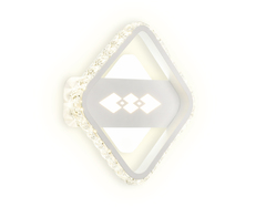 Настенный светодиодный светильник с хрусталем FA225 WH белый LED 6400K+3000K/4200K 24W 200*200*40