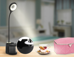 Настольная светодиодная лампа со встроенной аккумулятороной батареей и органайзером DE562 BK черный LED 4200K 4W