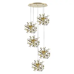 L5PR721132 Подвес пятерной круглый EXTRA 5x3x5W(led) G9  (721132 - 5 + 572152 -1) ЗОЛОТО Lightstar