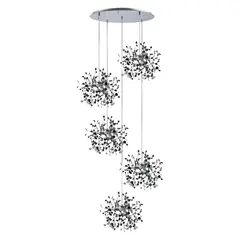 L5PR721134 Подвес пятерной круглый EXTRA 5x3x5W(led) G9  (721134 - 5 + 572154 -1) ХРОМ Lightstar