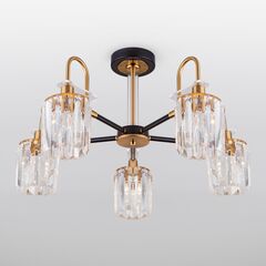 Умная потолочная люстра с хрусталем в стиле лофт 70090/5 черный