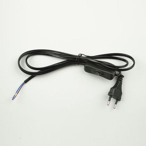 UCX-C11/02A-170 BLACK Сетевой шнур с вилкой и выключателем. 2А, 500Вт, 1,7м. Черный. ТМ Uniel