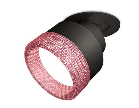 Комплект встраиваемого поворотного светильника с композитным хрусталем XM8102542 SBK/PI черный песок/розовый GX53 (A2242, A2106, C8102, N8486)