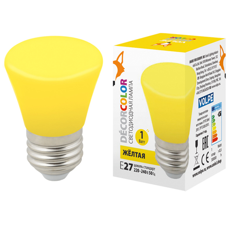 LED-D45-1W/YELLOW/E27/FR/С BELL Лампа декоративная светодиодная. Форма 