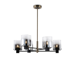 Светильник подвесной LH57041/6 BK/DBS/SM черный/темная латунь/дымчатый E14/6 max 40W D690*690