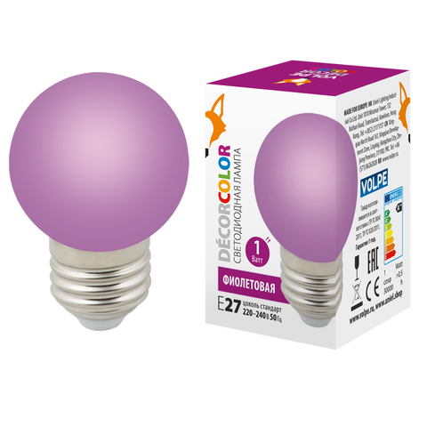 LED-G45-1W/PURPLE/E27/FR/С Лампа декоративная светодиодная. Форма 