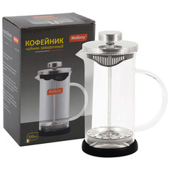 Чайник/кофейник (кофе-пресс) NERO 350 мл из боросиликатного стекла, цвет - черный