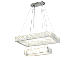 Подвесная светодиодная люстра с хрусталем TR5005/2 CH/CL хром/прозрачный 90W 3000K/4200K/6400K 600*400*950 (Без ПДУ)