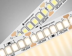 Светодиодная лента GS3501 2835 240Led /22W m/ 24V IP20 3000K/ 5000*10*1.2mm/ кратность резки 25mm (2 конт.)