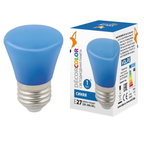LED-D45-1W/BLUE/E27/FR/С BELL Лампа декоративная светодиодная. Форма 