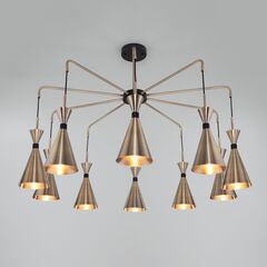 Умная люстра в стиле лофт 316/10 латунь / черный