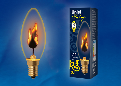 IL-N-C35-3/RED-FLAME/E14/CL Лампа декоративная с типом свечения 