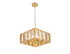 Подвесная люстра с хрусталем TR5149 GD/TI золото/янтарь E14/6 max 40W 500*500*1000