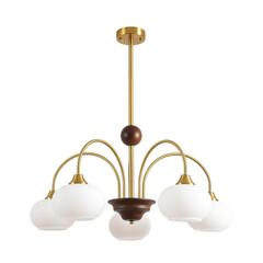 8323/5C MODERNI LN латунь/белый, металл/стекло/дерево Люстра потолочная E27 5*60W 220V LARINA