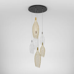 Подвесной светодиодный светильник с металлическими плафонами 90352/6 золото/хром