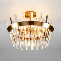 Умная хрустальная потолочная люстра 10111/5 золотая бронза/прозрачный хрусталь Strotskis, E14х5