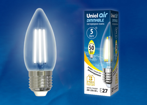 LED-C35-5W/WW/E27/CL/DIM GLA01TR Лампа светодиодная диммируемая. Форма 