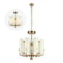 5467/35L MODERN ODL_EX26 049 белый/коричневый/античная бронза/металл/стекло/декор металл Люстра LED x 35W (5W*7) 3000K LION