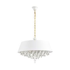8374/6 CLASSI LN латунь/белый/прозрачный, металл/текстиль/хрусталь Люстра подвесная E27 6*60W 220V MITRIM