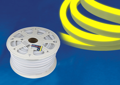 ULS-N21-2835-120LED/m-8mm-IP67-220V-8W/m-50M-YELLOW Светодиодная гибкая герметичная лента. NEON. Бобина 50 м. Желтый свет. TM Uniel.