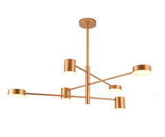 07650-6,33(3000K) Люстра Мекли золото d90 h30-78 Led 3*6w+3*8w (3000K)