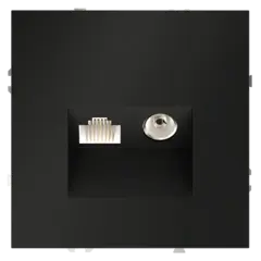 VLS060708 Розетка телевизионная встраиваемая VOLTUM S70 TV+RJ45 кат. 6, (черный матовый). (ТМ Maytoni)