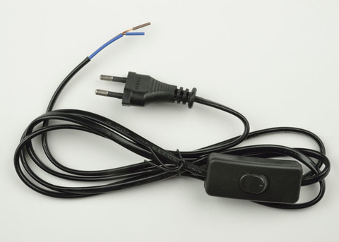 UCX-C10/02A-170 BLACK Сетевой шнур с вилкой и выключателем. 2А, 500Вт, 1,7м. Черный. ТМ Uniel